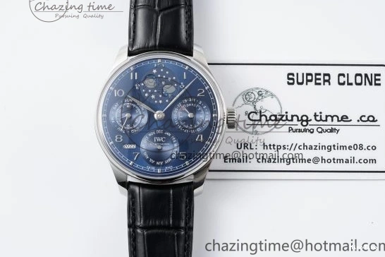 MIROTIME 0407 Bold Portugieser Perpetual Calendar SS 5033 APSF 1:1 Best Edition Blue Dial on Black Leather Strap A52610 Clone 7041